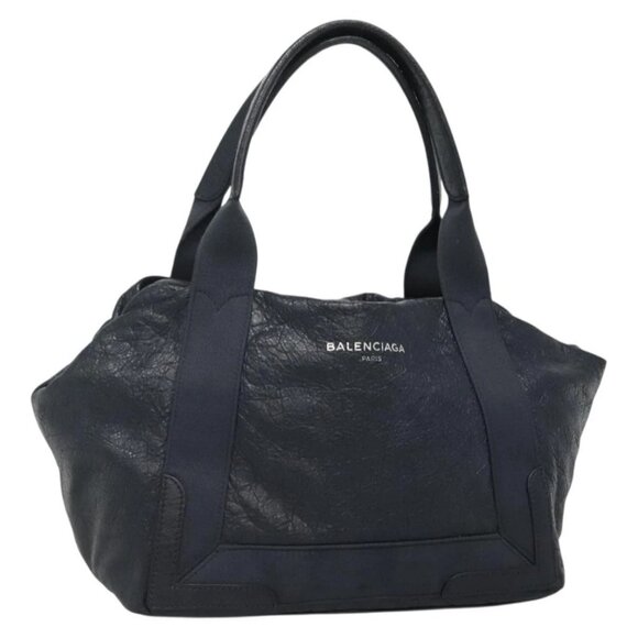 BALENCIAGA Navy Kabas Hand Bag Leather Navy Silver - Picture 1 of 16